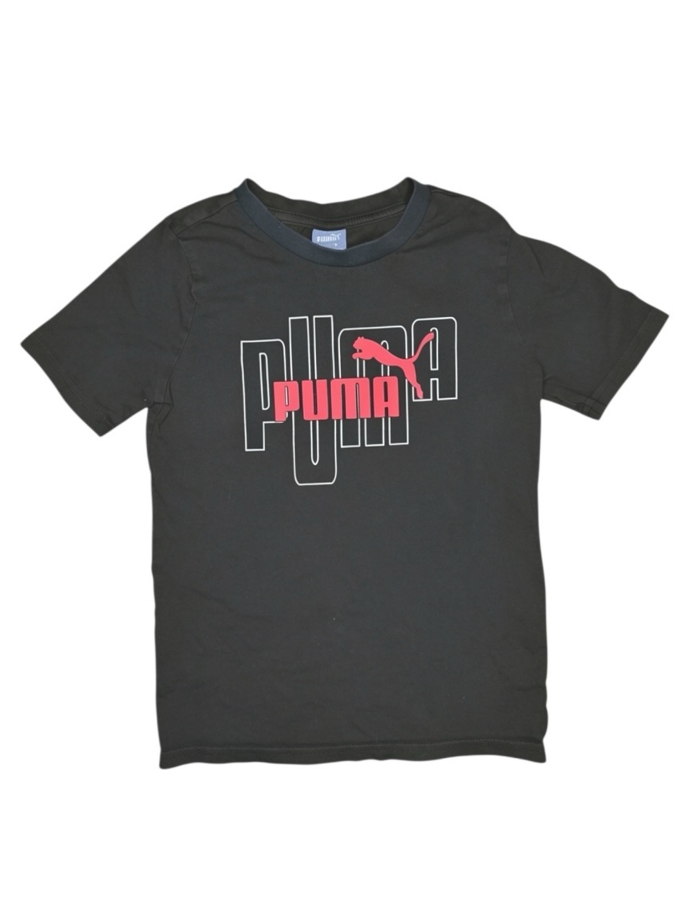 Puma Black Tee with Pink Logo Graphic